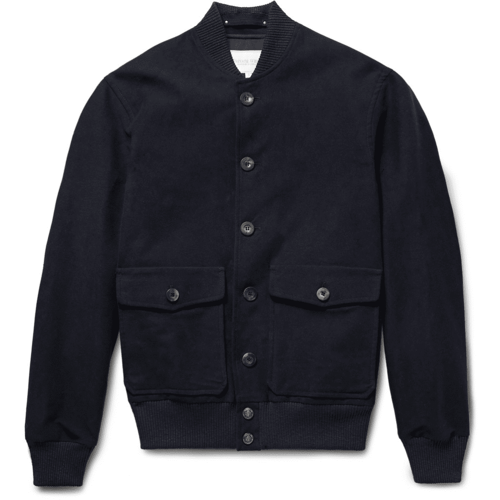 bomber jacket with shirt and tie