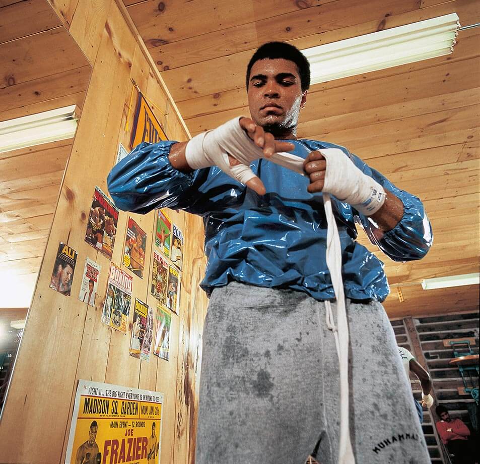 Muhammad Ali working up a sweat in training in 1973