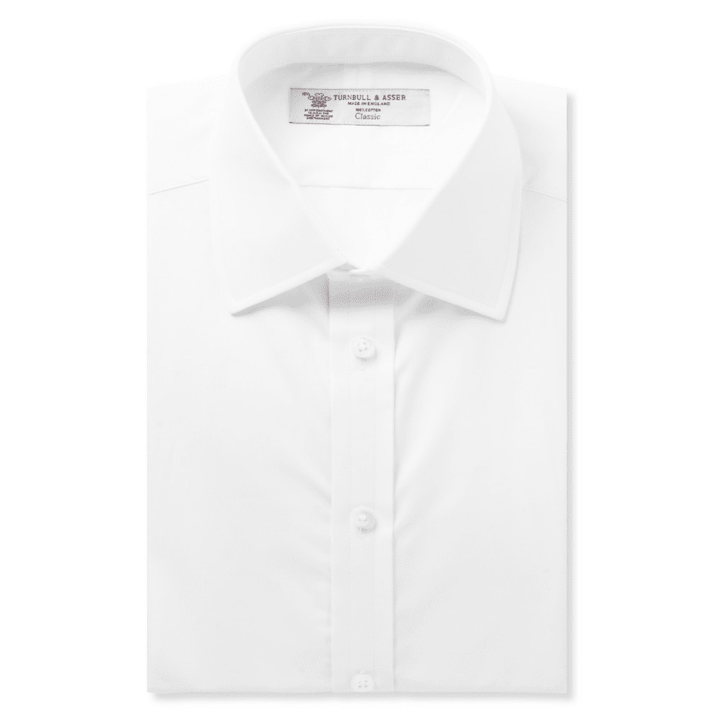 Turnbull & Asser Plain White Cotton Shirt with Classic T&A Collar