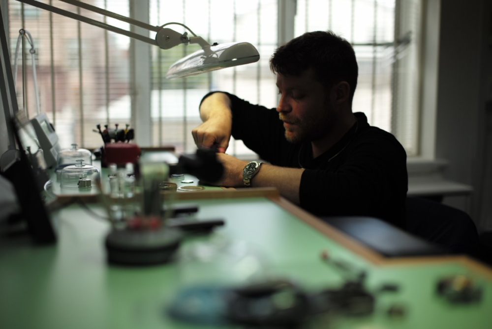 Man working on a watch