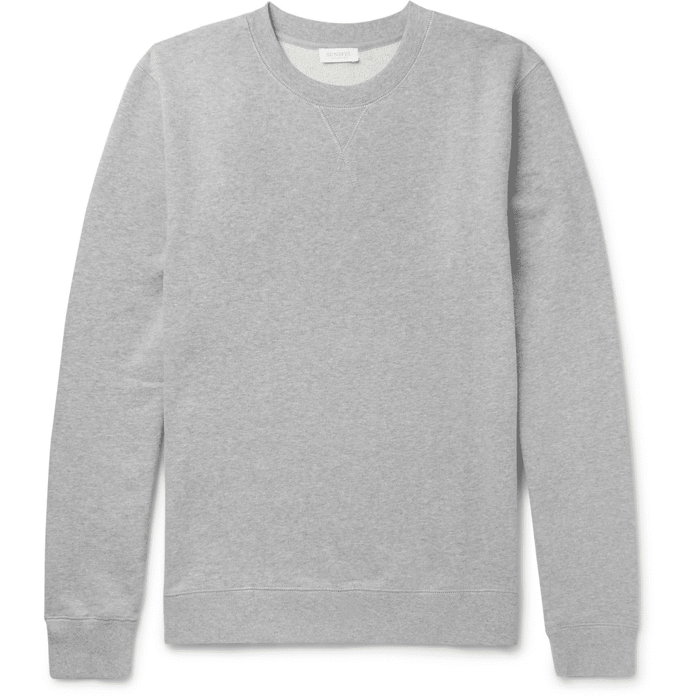 Sunspel Brushed Loopback Cotton-Jersey Sweatshirt in Grey