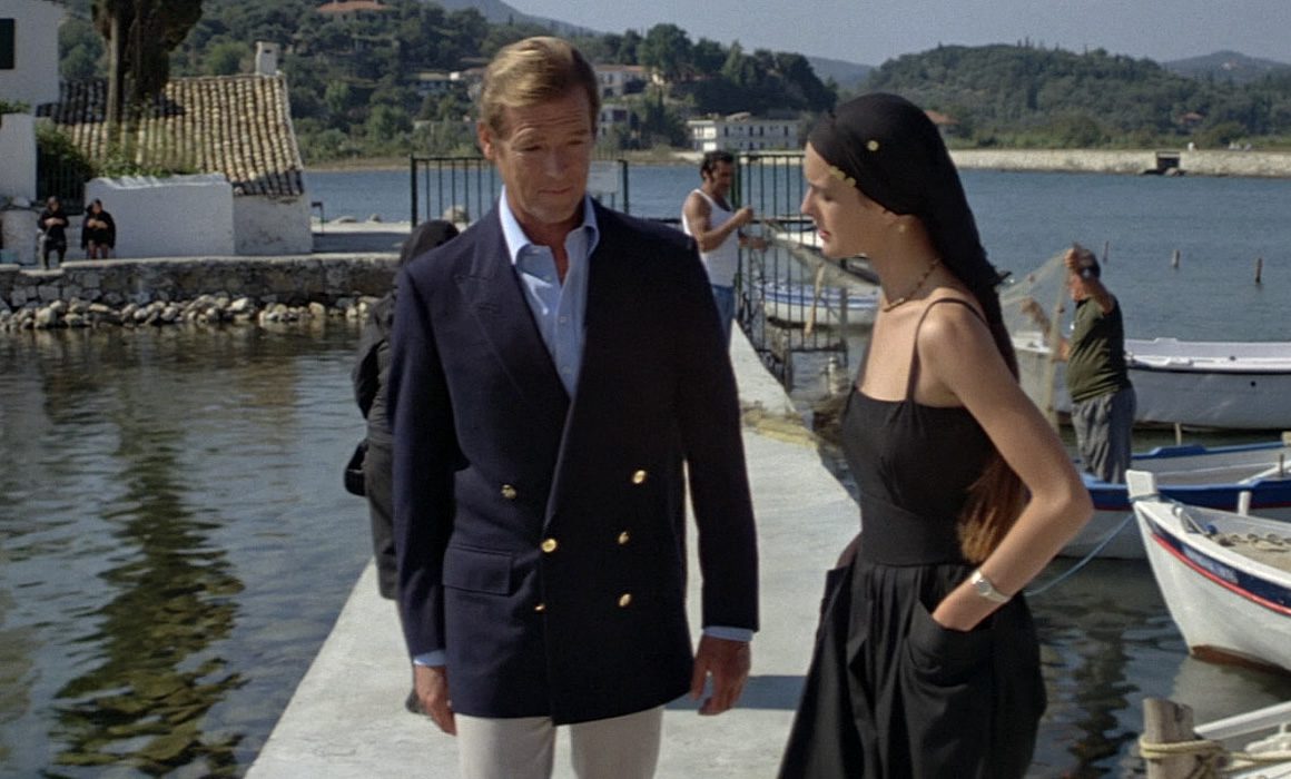 Roger Moore as James bond wearing Double-Breasted Blazer in For Your Eyes Only