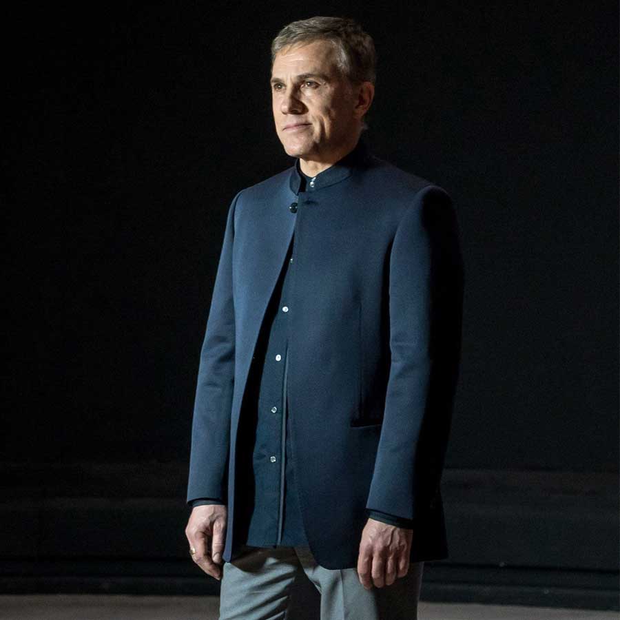 Christoph Waltz in Spectre wearing a Nehru Jacket
