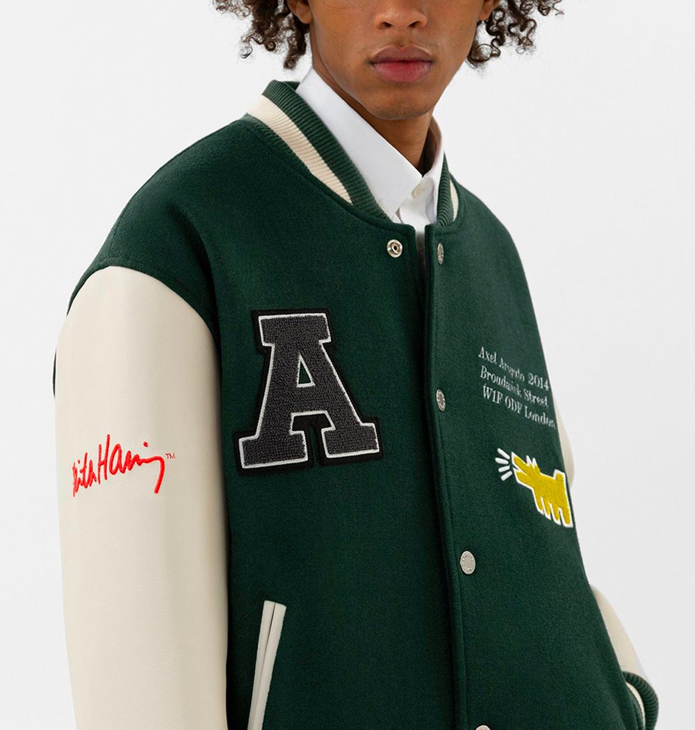 Off-White c/o Virgil Abloh Logo Patches Varsity Jacket in Green for Men