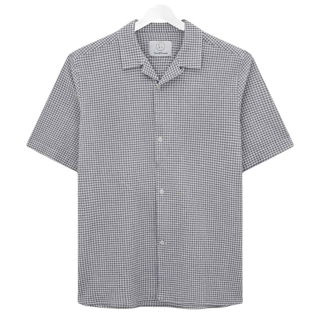 【BAON】[unisex] Shudel Summer Seersucker Check Over Shirt BDG Urban Outfitters Checked Short Sleeve Seersucker Shirt